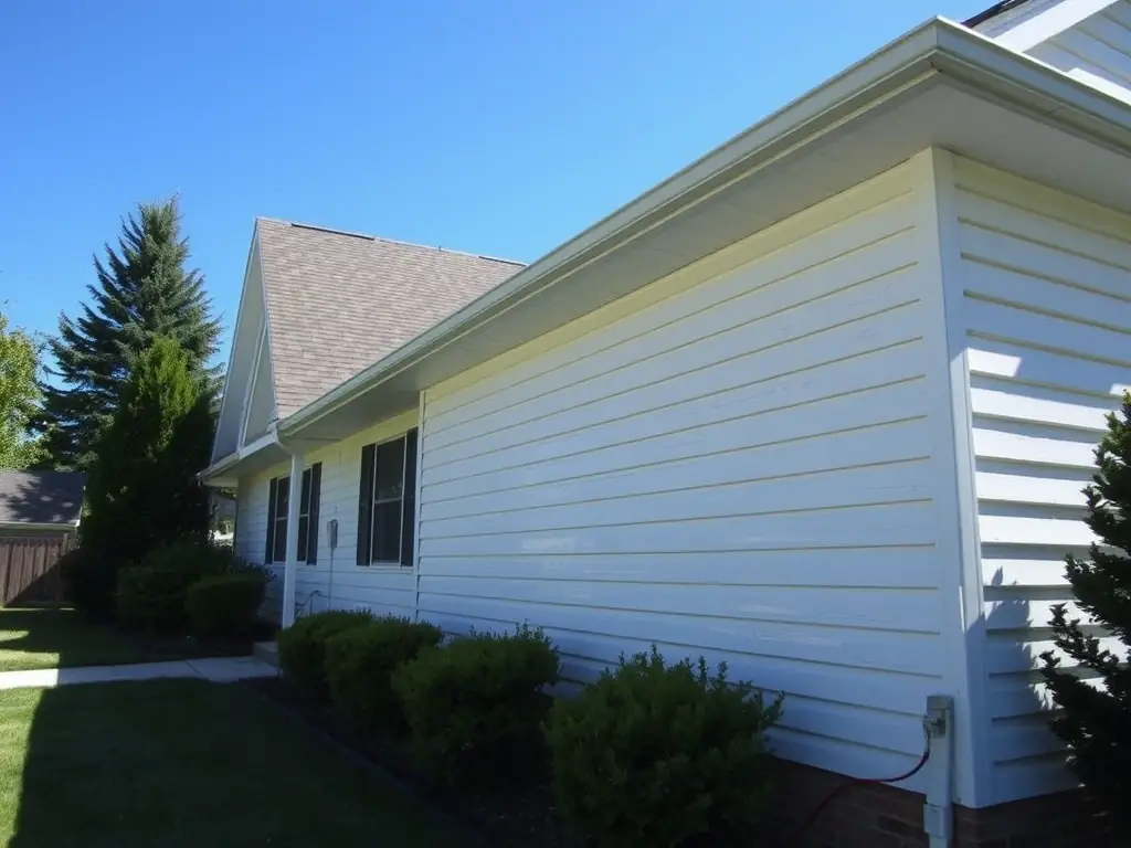 A residential house with clean siding after a pressure washing service, showcasing the removal of dirt and grime.